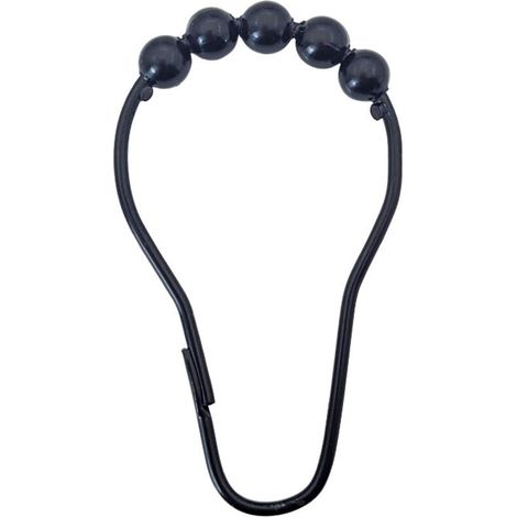 Anneaux pour Rideaux de Douche, 12 pièces, en Couleur Noir,Crochets de Rideau pour Tiges de Rideau de Douche, Crochets de Rideau de Douche (1/4)