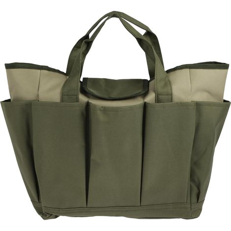 Ahlsen Sac à outils de jardin avec 8 poches, tissu Oxford, sac de transport pour outils de jardin, sac de transport étanche, sac de rangement robuste pour jardinage, pelouse, 48 x 18 x 30 cm, vert (1/5)