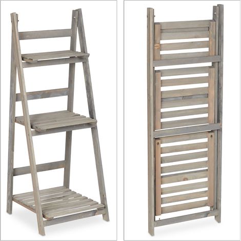 Estantería para plantas plegable diseño elegante jardín balcón 51,5 x 41 x 24 cm de madera gris 130006937 (1/5)