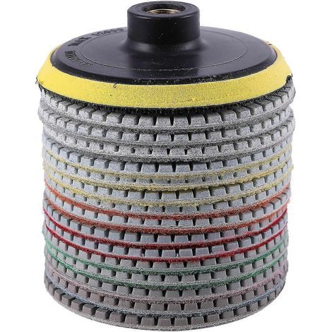 Kit de 16 disques de polissage diamantés 100 mm (4 pouces) pour le polissage à sec ou humide du granit, de la pierre, du béton et du marbre. (1/5)