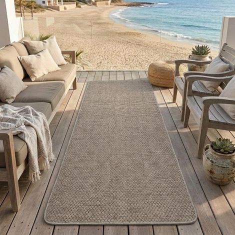 Tapis Long pour extérieur et intérieur - Terrasse, Jardin, entrées, couloirs, Balcon, Salle à Manger, Cuisine - Disponible en Or et Beige - 85 x 500 cm. (1/5)