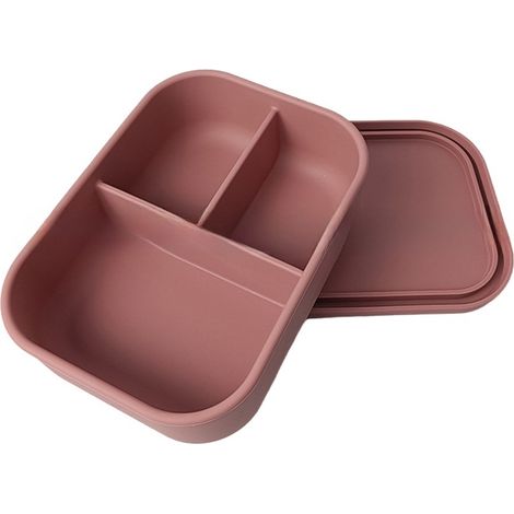 1 Boîte à bento,Silicone alimentaire,Compatible micro-ondes,Compartiments séparés,Style minimaliste,Pour bureau et étudiants (1/5)