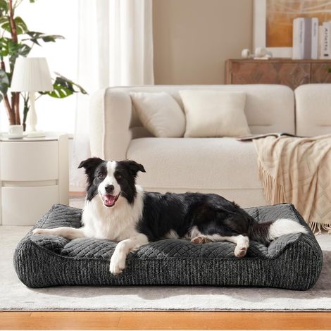 Panier Chien Grande Taille XL Orthopédique, Coussin Chien Dehoussable Lavable, Canapé pour Chiens Antidérapant Velours Floconné Doux, Lit Chiens Soutien Extra Épais (1/5)