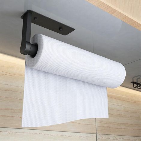 Porte-papier toilette sans perçage, en alliage d'aluminium noir peint, 28 cm (1/3)