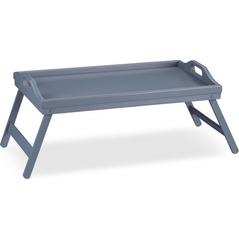 Vassoio da portata pieghevole per colazione a letto 23 x 60,5 x 30 cm pratico romantico in bambù grigio 130005541