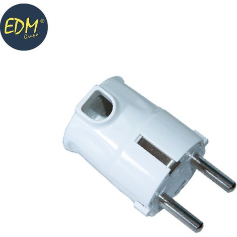 Schuko-Stecker EDM T/TL 16A seitlicher Ausgang 4,8 mm weiß (einziehbar)
