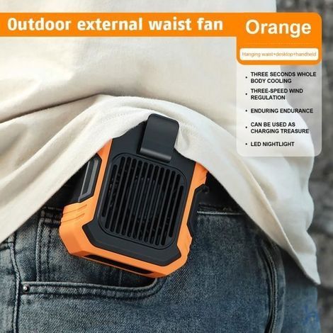 (Orange)Ventilateur portable Modèle à clip - 4000mAh - USB - Orange (1/4)