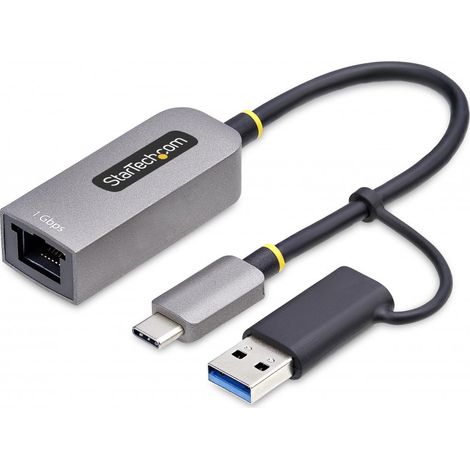 StarTech.com Adaptateur USB-C vers Ethernet avec Dongle USB-A, 10/100/1000Mbps, Adaptateur Réseau USB 3.0 vers Gigabit Ethernet, Câble de 15cm, Adaptateur USB GbE