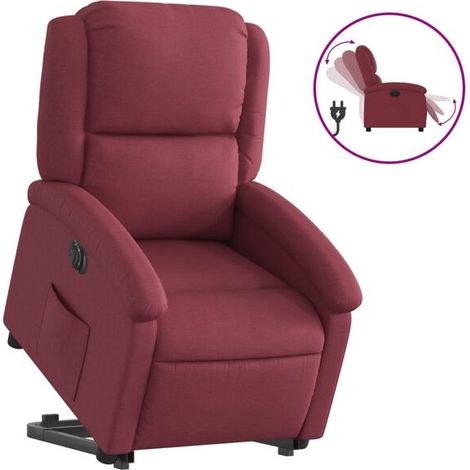 Fauteuil inclinable électrique, tissu bordeaux (1/5)