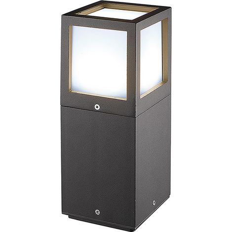 Lampadaire Oliver Bollard Anthracite avec douille E27 IP65 26cm - Groupe Rossini, luminaire extérieur polyvalent en aluminium (1/4)