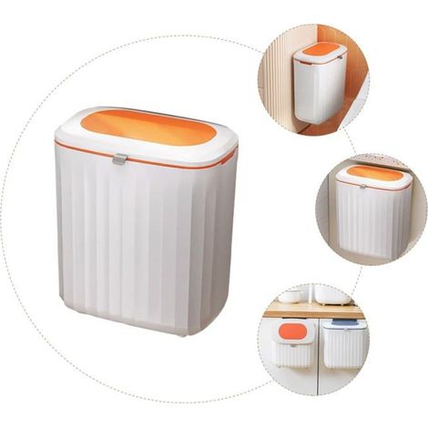 Poubelle Suspendue 8L avec Couvercle - Poubelle Murale Plastique pour Cuisine Maison Bureau Camping Étanche Anti-Odeurs (1/5)