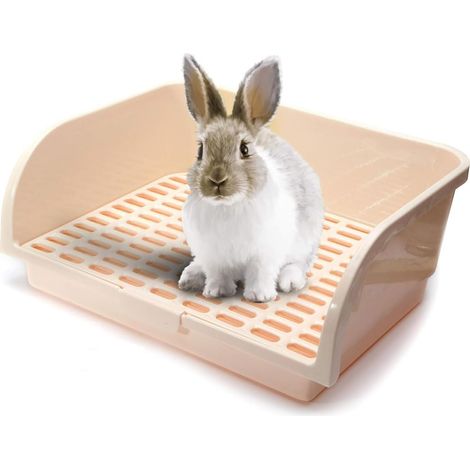 Bac à litière carré pour lapin, cochon d'Inde, pot de toilette pour chinchilla, pot d'apprentissage de la propreté (beige) (1/5)