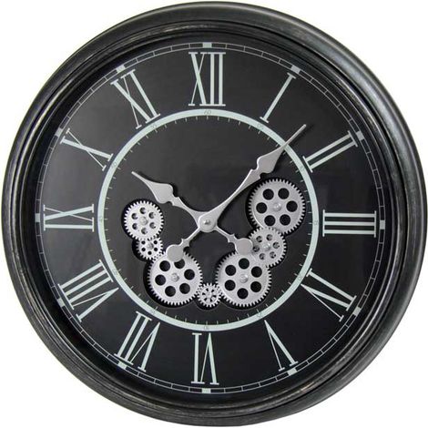 OROLOGIO TONDO DA PARETE CON DESIGN CLASSICO IN COLORE NERO 58.5X58.5X5.5 CM (1/4)
