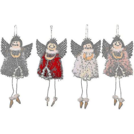Décoration de Noël : Poupée Père Noël, pendentif, cadeau, décoration murale. (rouge + rose + gris + blanc) (4 pièces) (1/5)