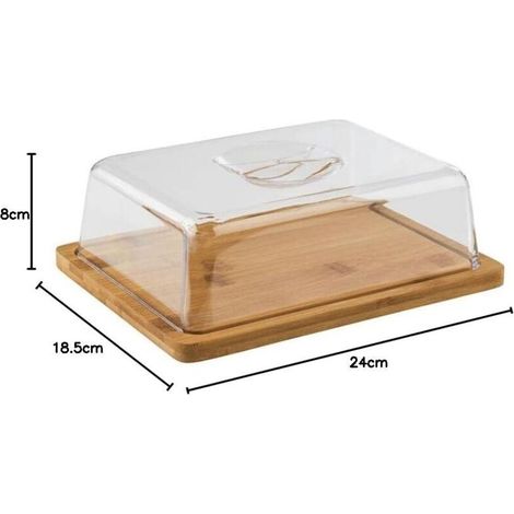 Bardusch-820 Plateau en bois rectangulaire avec couvercle (24 x 18,5 cm, hauteur : 8 cm) - Cloche à fromage, planche à fromage