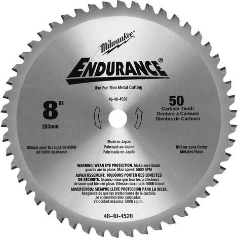 DISCO SEGA CIRCOLARE PROFESSIONALE PER METALLO IN CERMET CSB P M 203X5/8X1.8X50 50 DENTI - 1 PZ MILWAUKEE