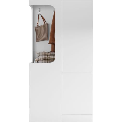 Armadio con 1 Anta, 4 Cassetti e Vano Appendiabiti Aperto per Camera da Letto in Legno, Bianco, 70×40×170 cm (1/5)
