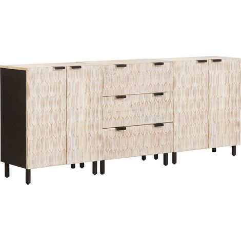 Maison Exclusive - Buffet 3 pcs Finition Lavage Blanc 180 x 33 x 75 cm