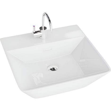 Vasque à poser LAVITA Vasque à poser élégante et compacte  Produit en porcelaine de haute qualité rectangulaire 42x41,5x14,5 cm  Blanc brillant