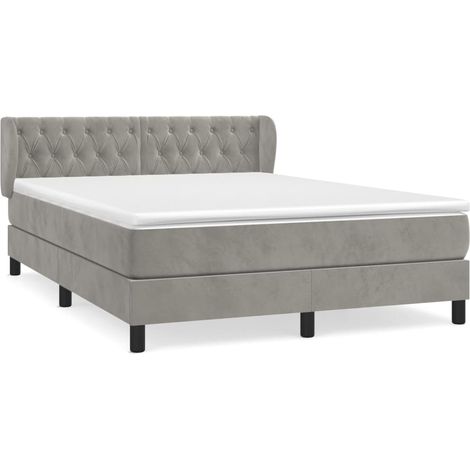 Maison Exclusive - Cama box spring con colchón terciopelo gris cl (1/5)