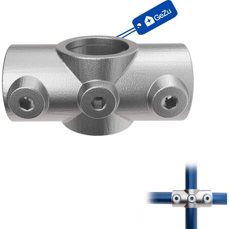 Croix à deux douilles Ø42 mm galvanisé revêtement poudre noire – tube croisé raccord de tuyau – Raccord ubulaire croix, kee klamp, connecteur voies – GeZu Impex (1/5)