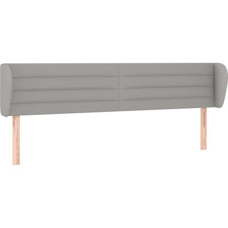 Testiera accessorio letto mobile camera con bordo laterale 163 x 23 x 78/88 cm tessuto grigio chiaro TDL0205216