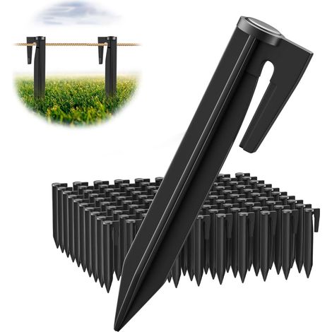 100 Pièces Piquet Fil Robot Tondeuse, Crochet pour Robot Tondeuse, Piquets de Fixation en Plastique Robuste, Piquets De Fixation pour Câbles Périphériques, pour Définition de Surface de Jardin (1/5)
