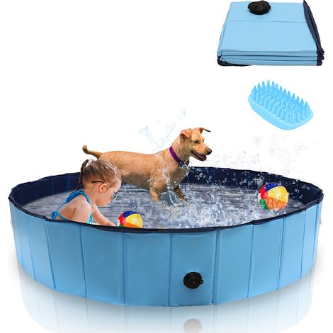 Randaco Hundepool faltbar 160x30 cm, Hunde Planschbecken & Badewanne, Swimmingpool für Hunde & Haustiere