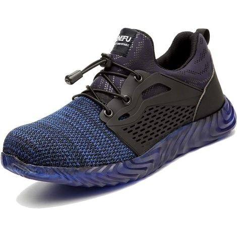 Chaussure de Securité Homme Femme Bottes Travail Chantiers Industrie Sneakers Protection Embout en Acier Basket de Sports, EUR bleu 44 (1/5)