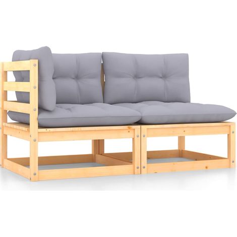 Set de muebles de jardín 2 pzas con cojines madera maciza pino vidaXL
