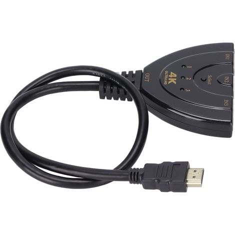 Commutateur HDMI Portable 3 Entrées 1 Sortie pour Lecteur 4K 1080P 3D - Splitter HDMI Compact
