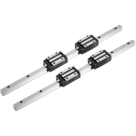 DEESSE SHOP-Rail de Guidage linéaire, 2Pcs HG15-400mm Rail de Guidage linéaire avec 4Pcs Noir HGH15 Blocs de Glissement de roulement linéaire (1/5)