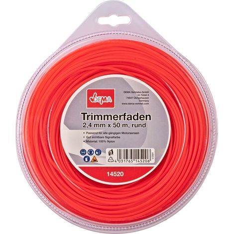 Motorsense Freischneider Trimmer Mähfaden 2,4 mm x 50 m rund Nylon Signalfarbe (1/2)