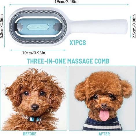 Tierbürste mit Wassertank, 4-in-1-Tierhaarbürste, selbstreinigende Tierbürste für Hunde, Katzen und andere Haustiere zum Reinigen, Massieren, Pflegen und Entwirren, geeignet für kurzhaarige Haustiere (1/4)