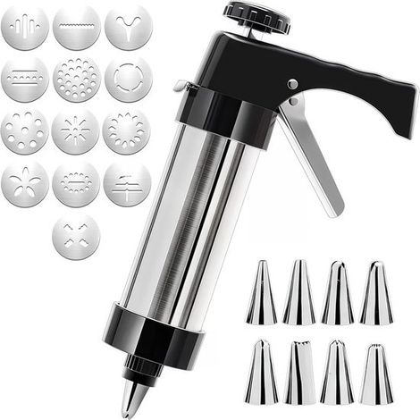 Molde para pasteles, 13 discos, 8 boquillas, Molde para galletas de acero inoxidable, Utensilios de cocina de acero inoxidable, Glaseado, Navidad (1/5)