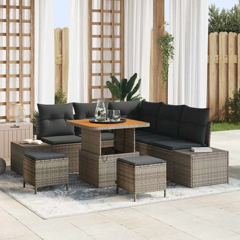 Set Divano da Giardino 8 pz Grigio Poly Rattan vidaXL (1/5)