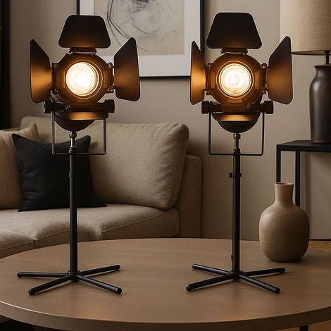 Tischleuchte verstellbar Nachttischlampe Schlafzimmer Leselampe schwarz Tisch, Metall, 1x GU10 Fassung, LxBxH 27,5x24x48,5 cm, 2er Set