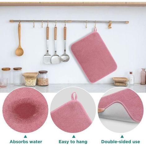 1 Tapis absorbant, microfibre, séchage rapide, lavable machine, vaisselle, cuisine (1/4)