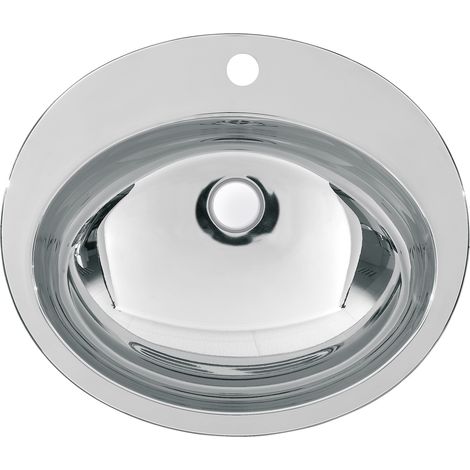 KWC AR Ovalbecken, RONDO, Edelstahl,  531x159x456 mm, Überlauf, Hahnloch, hgl