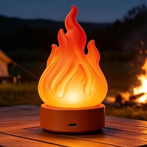 Lampe à effet flamme LED sans fil, rechargeable, 3 modes d'éclairage, flamme artificielle pour chambre, salle à manger et ja(L040) (1/5)
