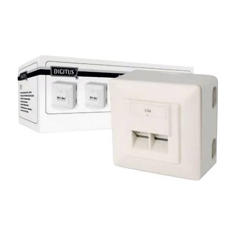 Prise réseau montage apparent (en saillie) CAT 5e 2 ports Digitus DN-9002-N blanc pur R45798 (1/4)