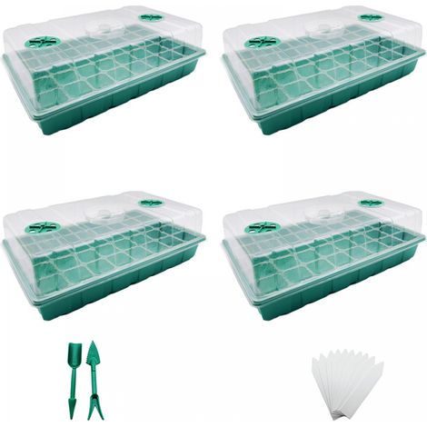 Mini Serre pour Plantes,Intérieure Plateau Semis avec couvercles rehaussés, Bac à semis Pépinière Boîte, 4 Pièces 160 Cellules (1/5)