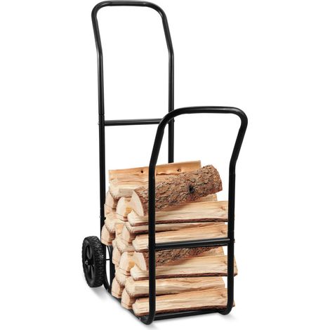 SWANEW Carrello porta legna 70x42x109 cm Portata massima 80 kg, con ruote in gomma, Carrello manuale in metallo per trasporto legna (1/5)