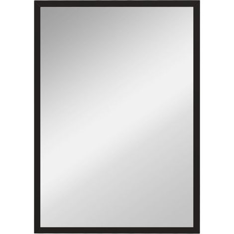 Miroir rectangulaire 50x70 cm avec cadre en bois noir, parfait pour décoration intérieure salon ou chambre (1/5)