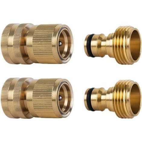 2 Ensembles de Raccord Tuyau d'Arrosage Laiton 12 mm,Adaptateur Robinet Tuyau Arrosage pour Jardin, Cuisine, Extérieur (1/4)