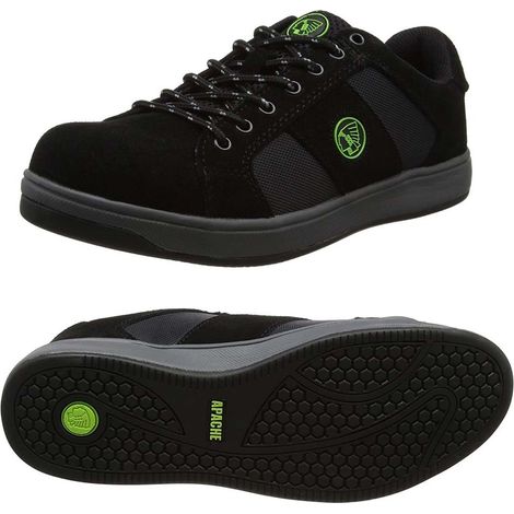 Apache Kick Black Safety Trainers Work Shoe 200J Steel Toecap SP1 SRA UK Size 6 (1/4)