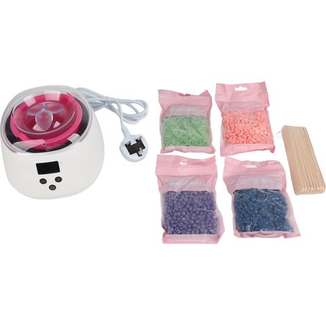 Kit chauffe-cire blanche épilation avec 4 sachets de perles dures pour jambes et visage, prise UK 100-240V (1/5)