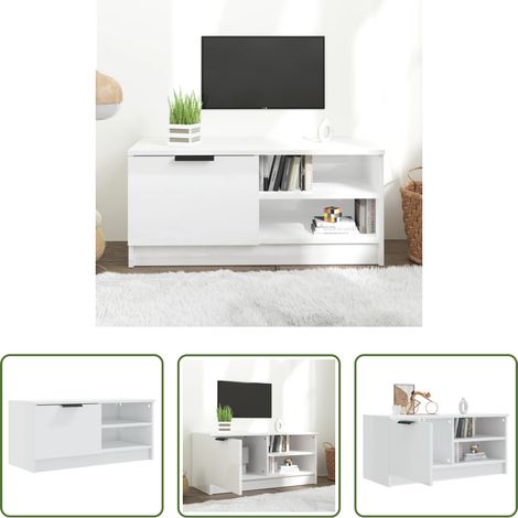 Hochglanz-Weiß - TV-Schrank Hochglanz-Weiß 80x35x36,5 cm Holzwerkstoff (1/5)