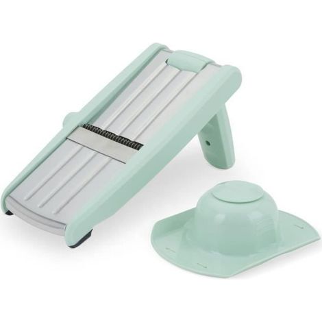 Mandoline 3 en 1 - LIVOO - MEN429 - Acier inoxydable - 3 a 9 mm - Poignée amovible - Poussoir avec piques - Pieds antidérapant (1/5)