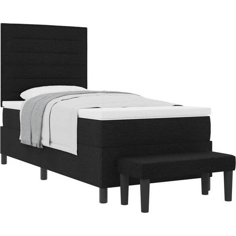 Matelas à ressorts rembourré, noir, 80 x 200 cm, recouvert de tissu. (1/5)